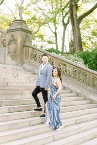 A couple at Central Park for their New York City engagement photos