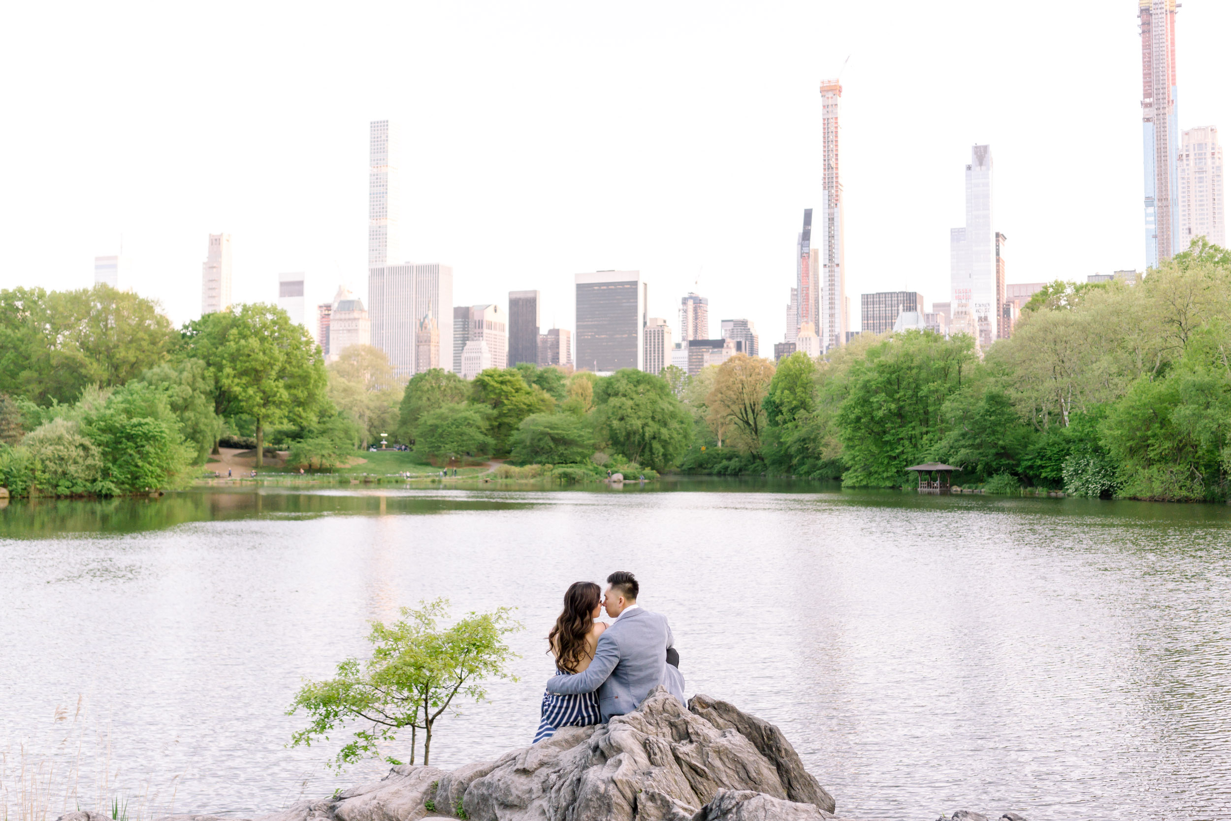 A couple at Central Park for their New York City engagement photos